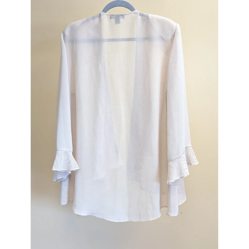 Dana Kay Open Jacket Blazer 18W Ivory Embellished‎ Wedding Guest Mother Of Bride